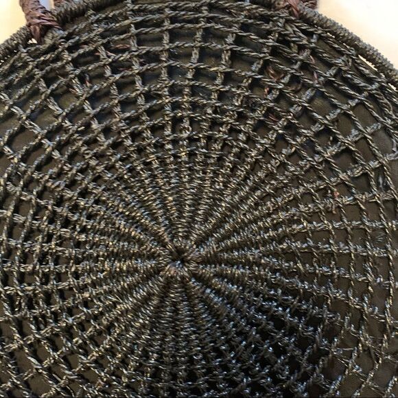 Marabelle  Black Circular Straw Bag - Picture 2 of 7